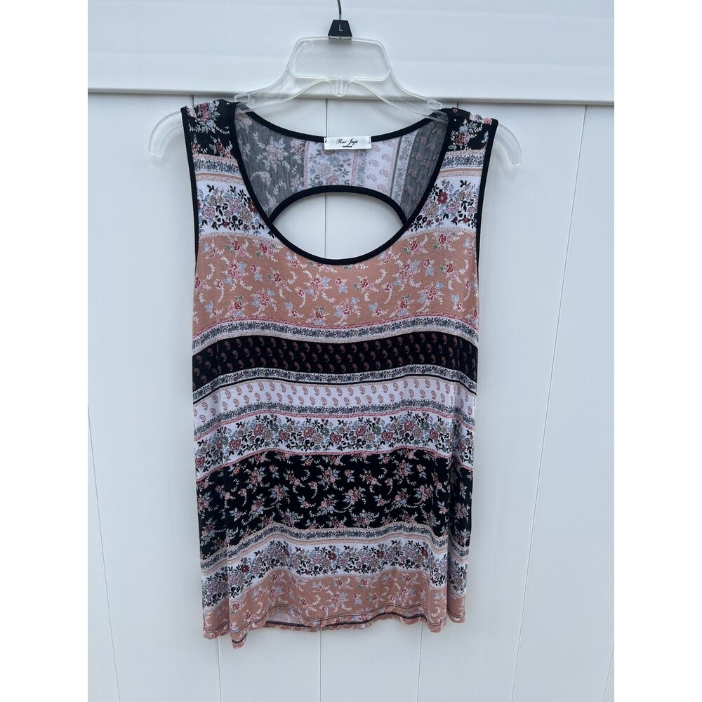 Rue Juju Womens Sleeveless Top Open Back Multicolor Floral Sz Medium Boho